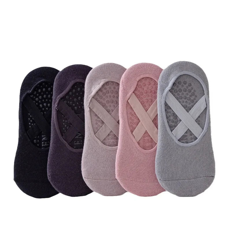 1Pair Professional Women Yoga Socks Silicone Anti-Slip Ballet Pilates Socks Women Backless Breathable Bandage Dance Sports Socks