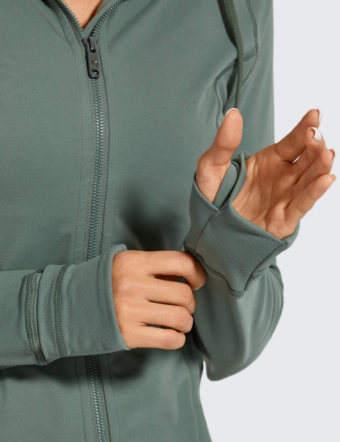 Women'S Brushed Full Zip Hoodie Jacket Sportswear Hooded Workout Track Running Jacket with Zip Pockets