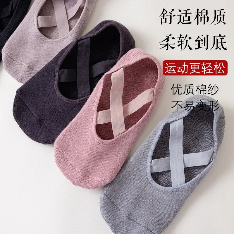 1Pair Professional Women Yoga Socks Silicone Anti-Slip Ballet Pilates Socks Women Backless Breathable Bandage Dance Sports Socks