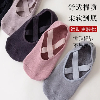 1Pair Professional Women Yoga Socks Silicone Anti-Slip Ballet Pilates Socks Women Backless Breathable Bandage Dance Sports Socks