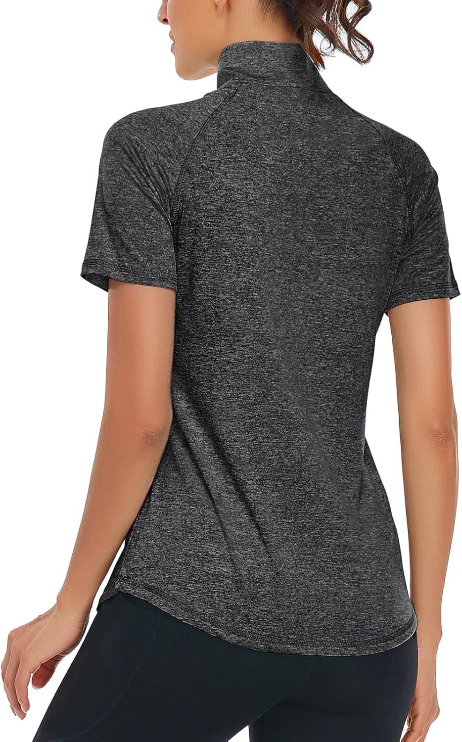 Women'S Short Sleeve Moisture Wicking Athletic Shirts Quarter Zip Pullover